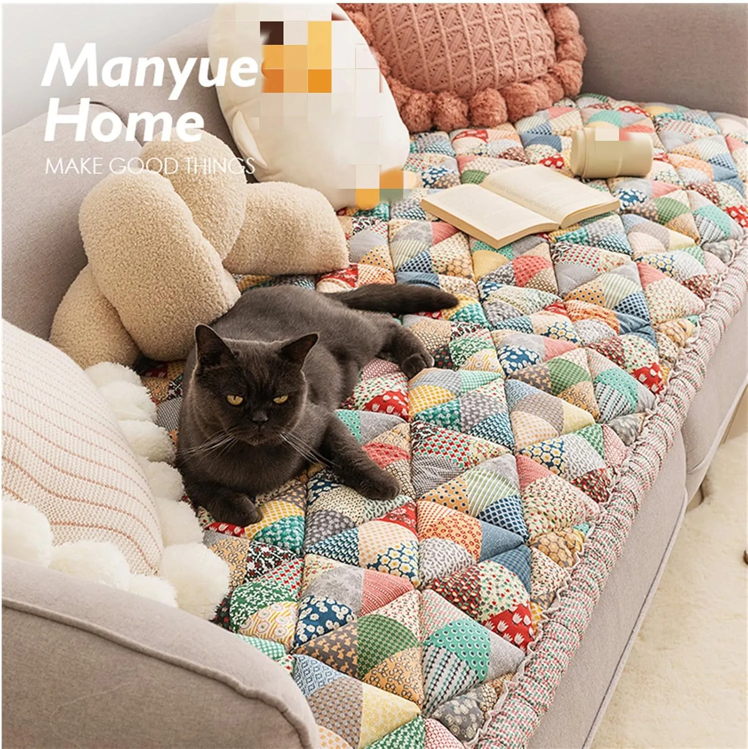 Garden Chic Cotton Protective Couch Cover Case,New Magic Sofa Cover,A Chic Couch Cover for Pet Owners,Comfortable,Scratch-Resistant,Dirt tolerance Machine Washable Slipcovers (60*180cm, Pink)