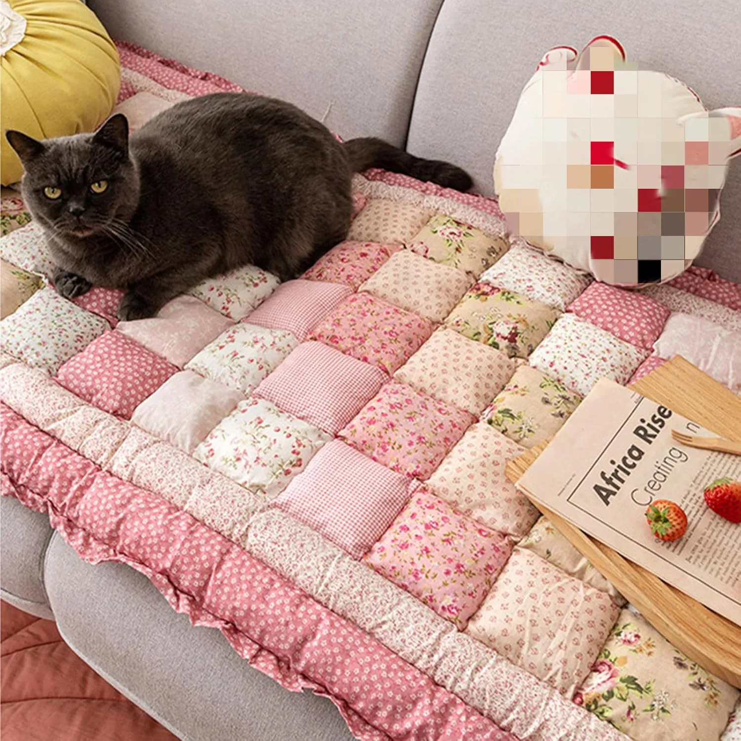 Garden Chic Cotton Protective Couch Cover Case,New Magic Sofa Cover,A Chic Couch Cover for Pet Owners,Comfortable,Scratch-Resistant,Dirt tolerance Machine Washable Slipcovers (60*180cm, Pink)