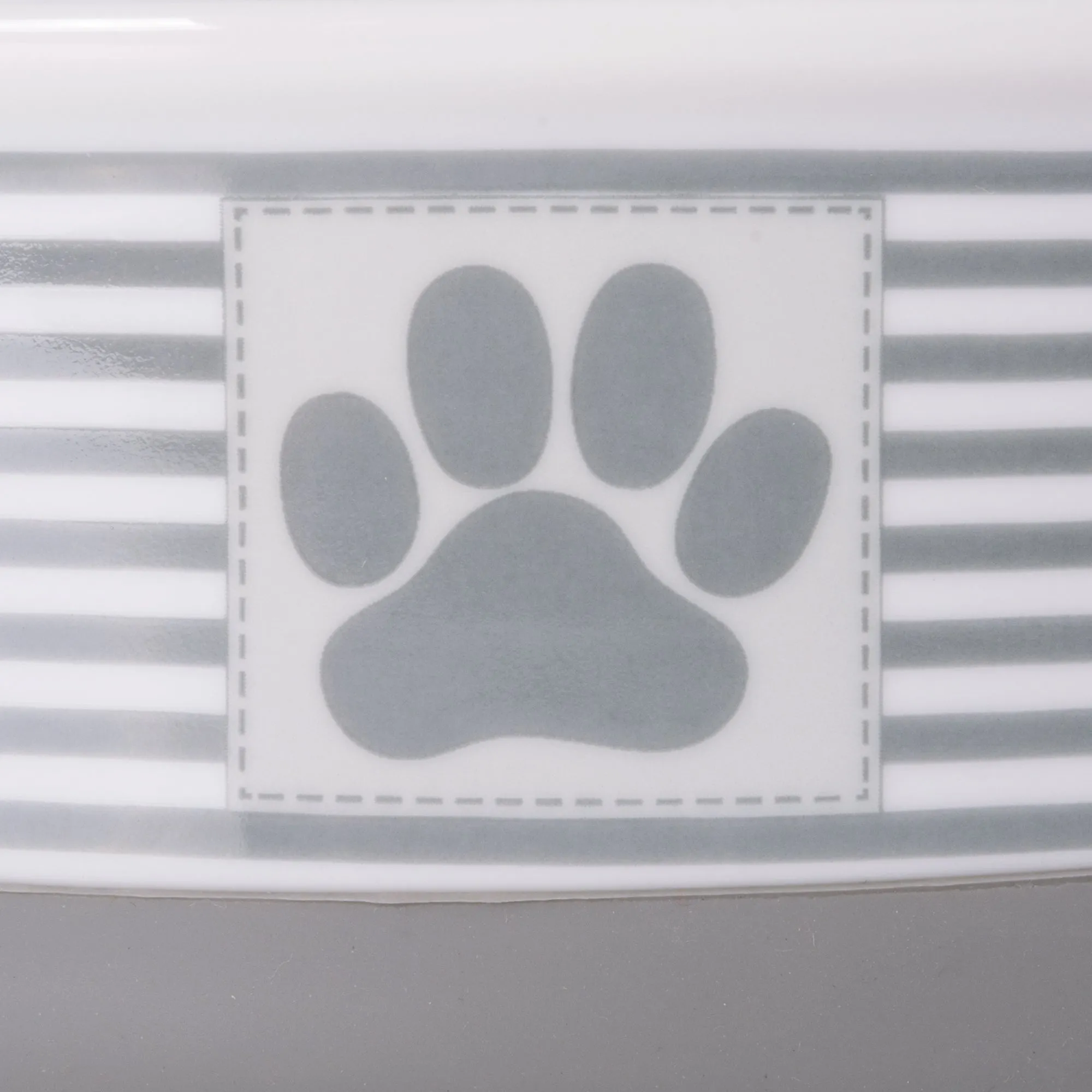 Gray Striped Paw Patch Pet Bowl Set of 2, Small - 3/4 C Capacity