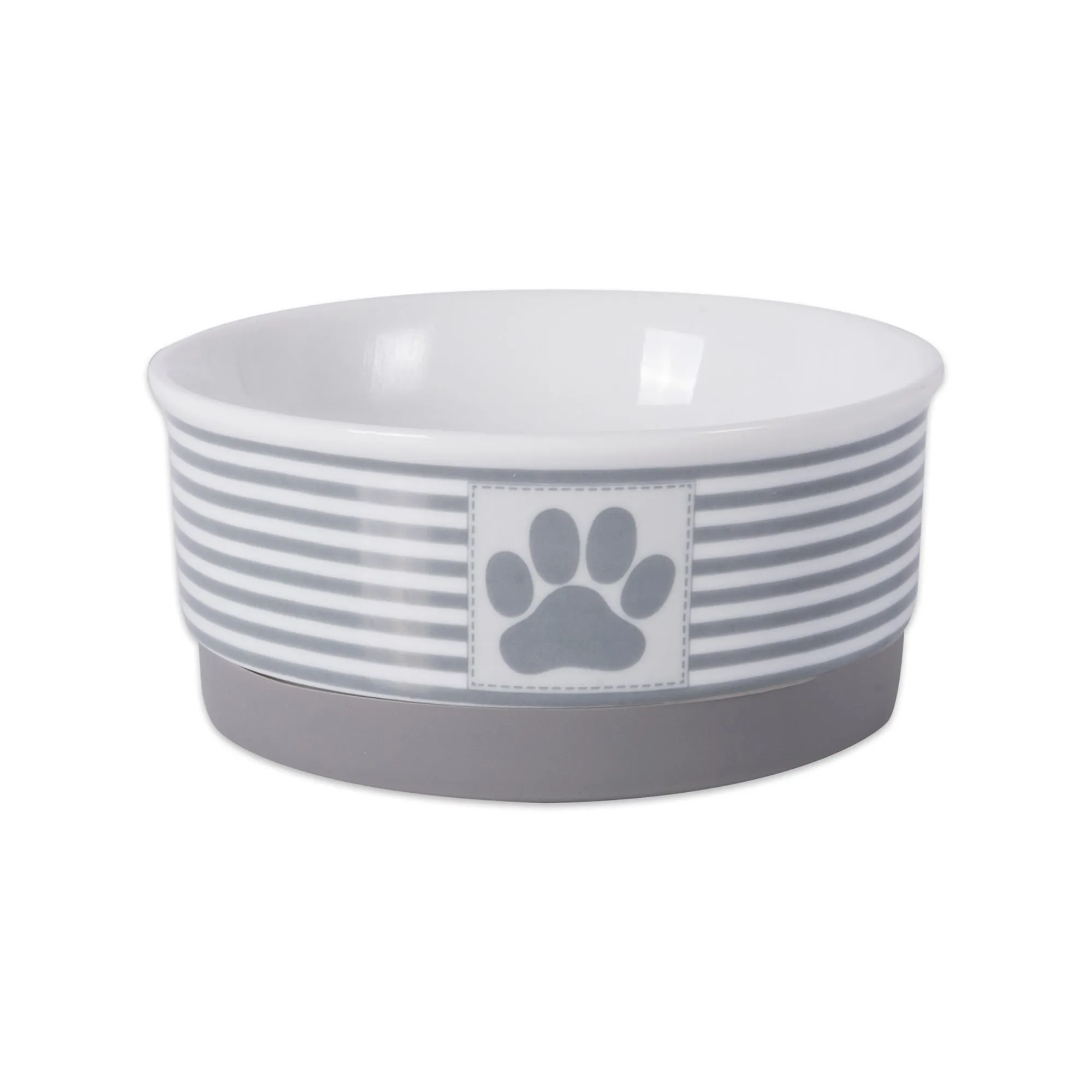 Gray Striped Paw Patch Pet Bowl Set of 2, Small - 3/4 C Capacity