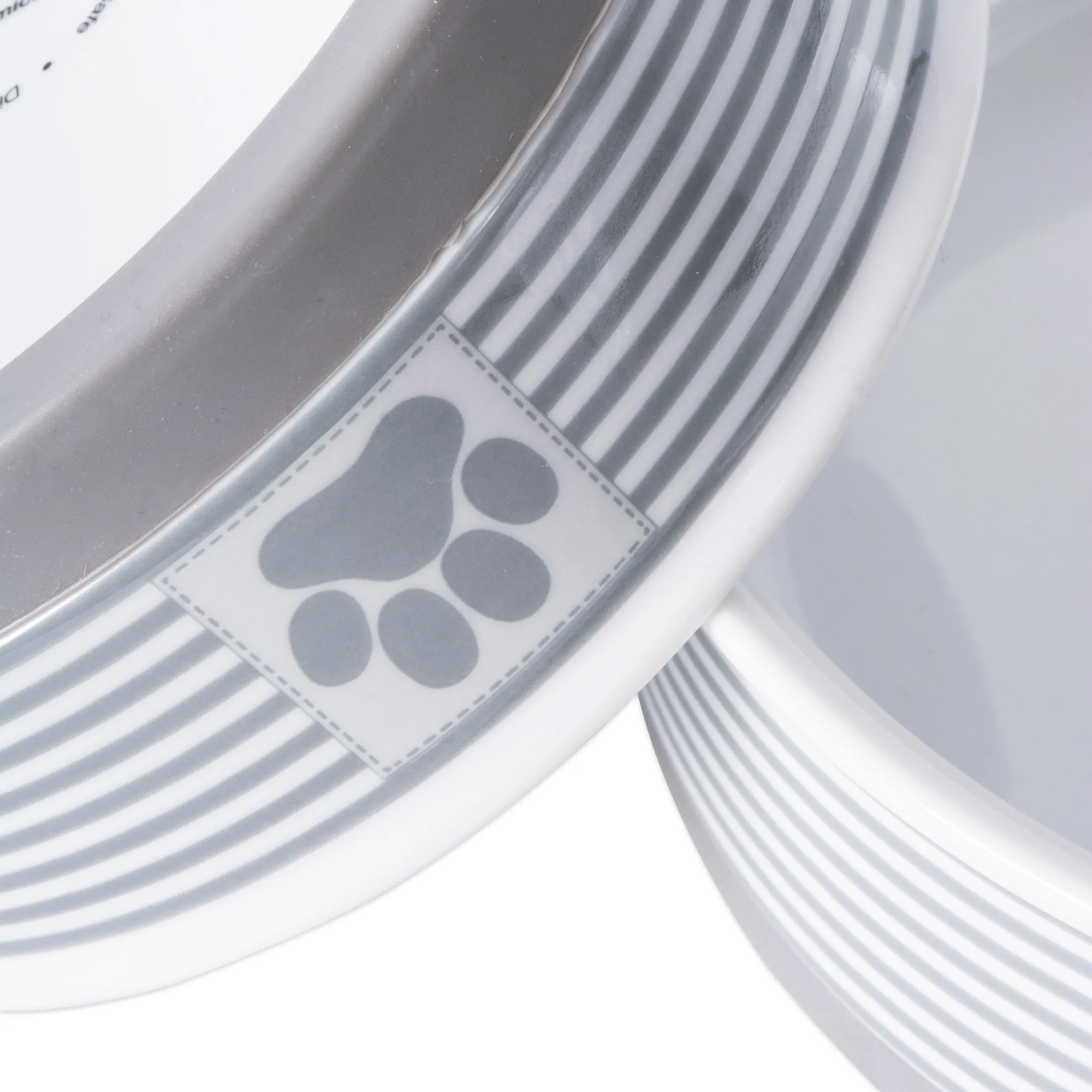 Gray Striped Paw Patch Pet Bowl Set of 2, Small - 3/4 C Capacity