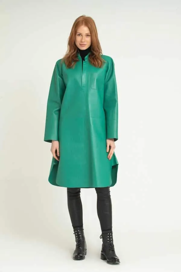 Green Leather Long Shirt
