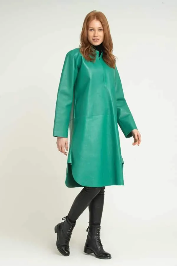 Green Leather Long Shirt