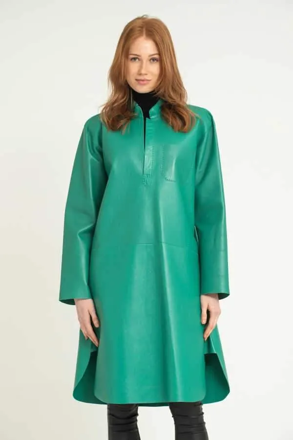 Green Leather Long Shirt