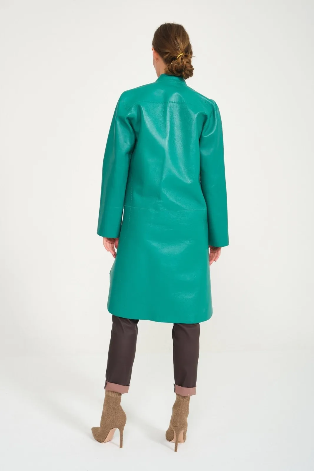 Green Leather Long Shirt
