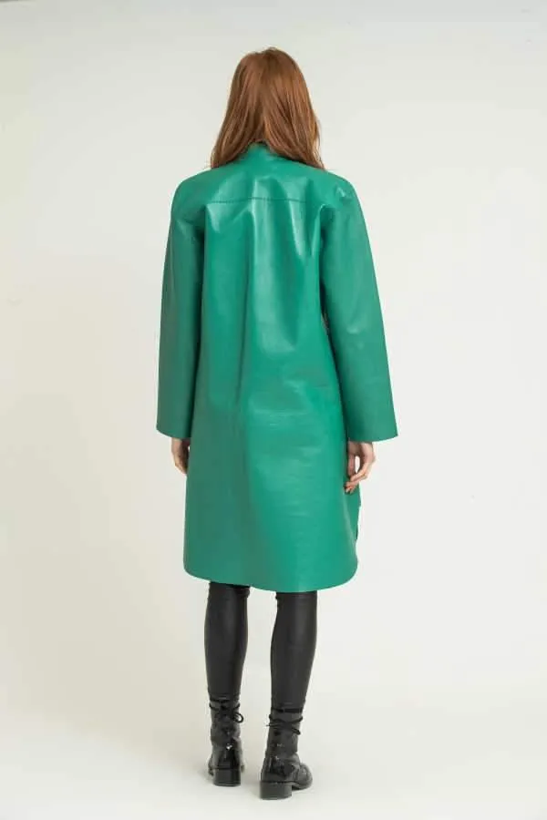Green Leather Long Shirt