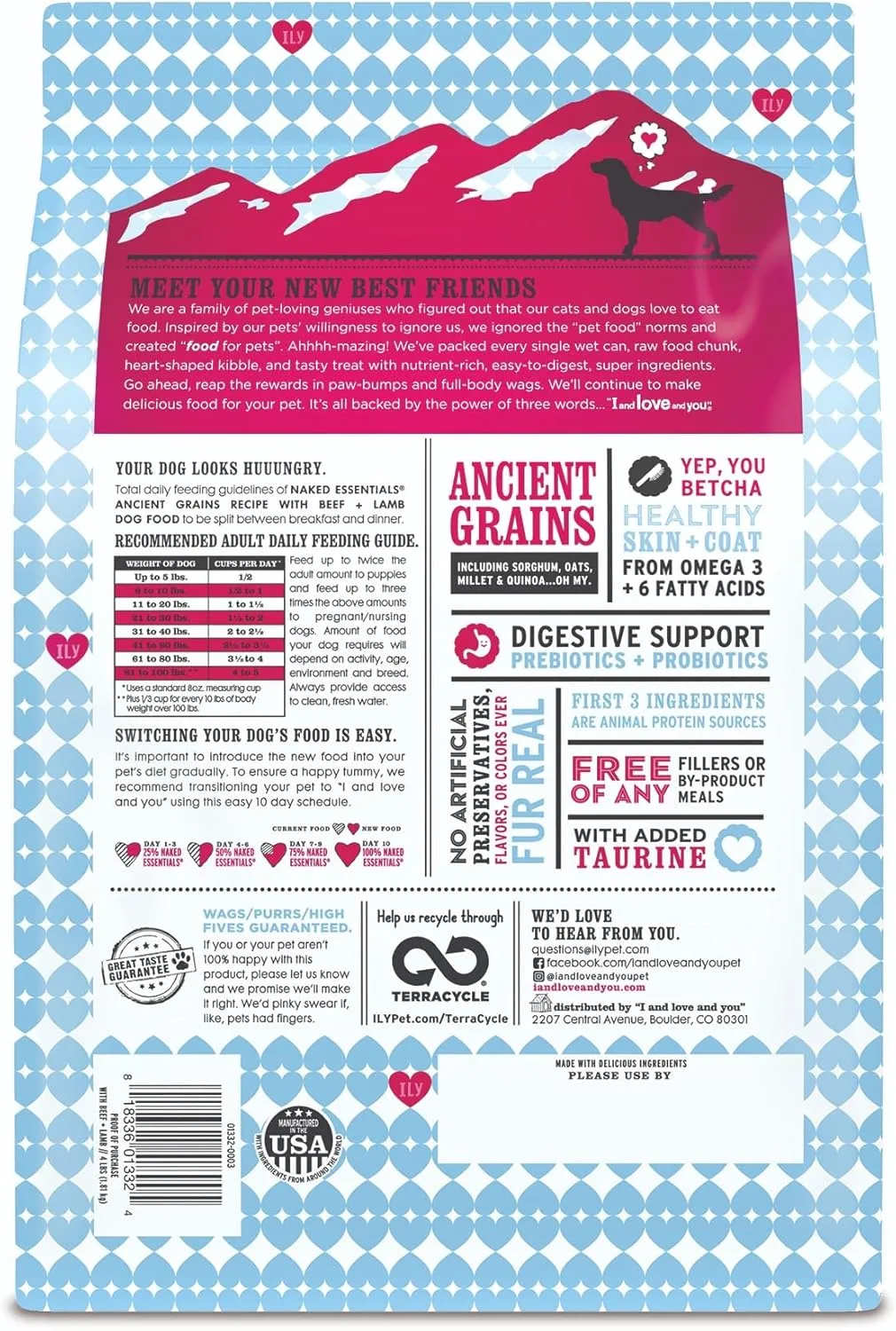 I and love and you Naked Essentials Ancient Grains Dry Dog Food - Lamb   Beef - High Protein, Real Meat, No Fillers, 4lb Bag