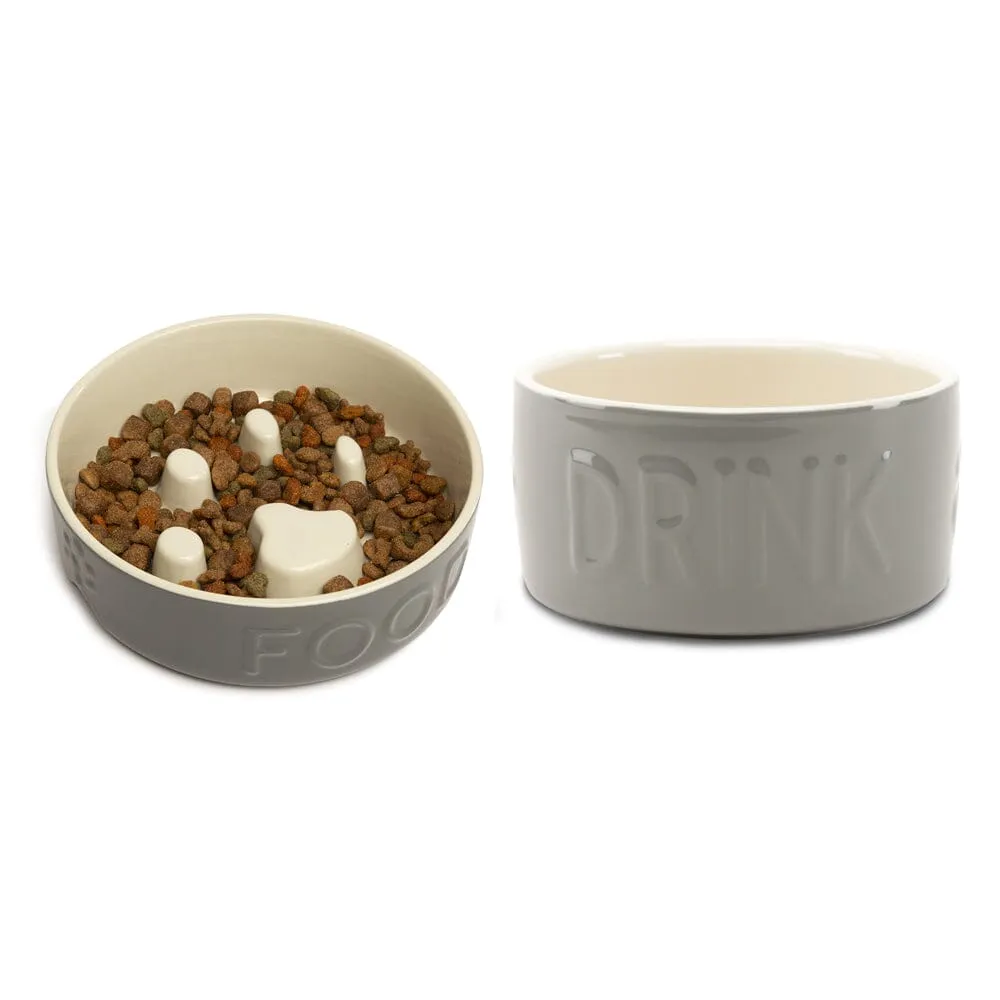 Icon 2 Piece Dog Slow Feeder & Water Bowl Set