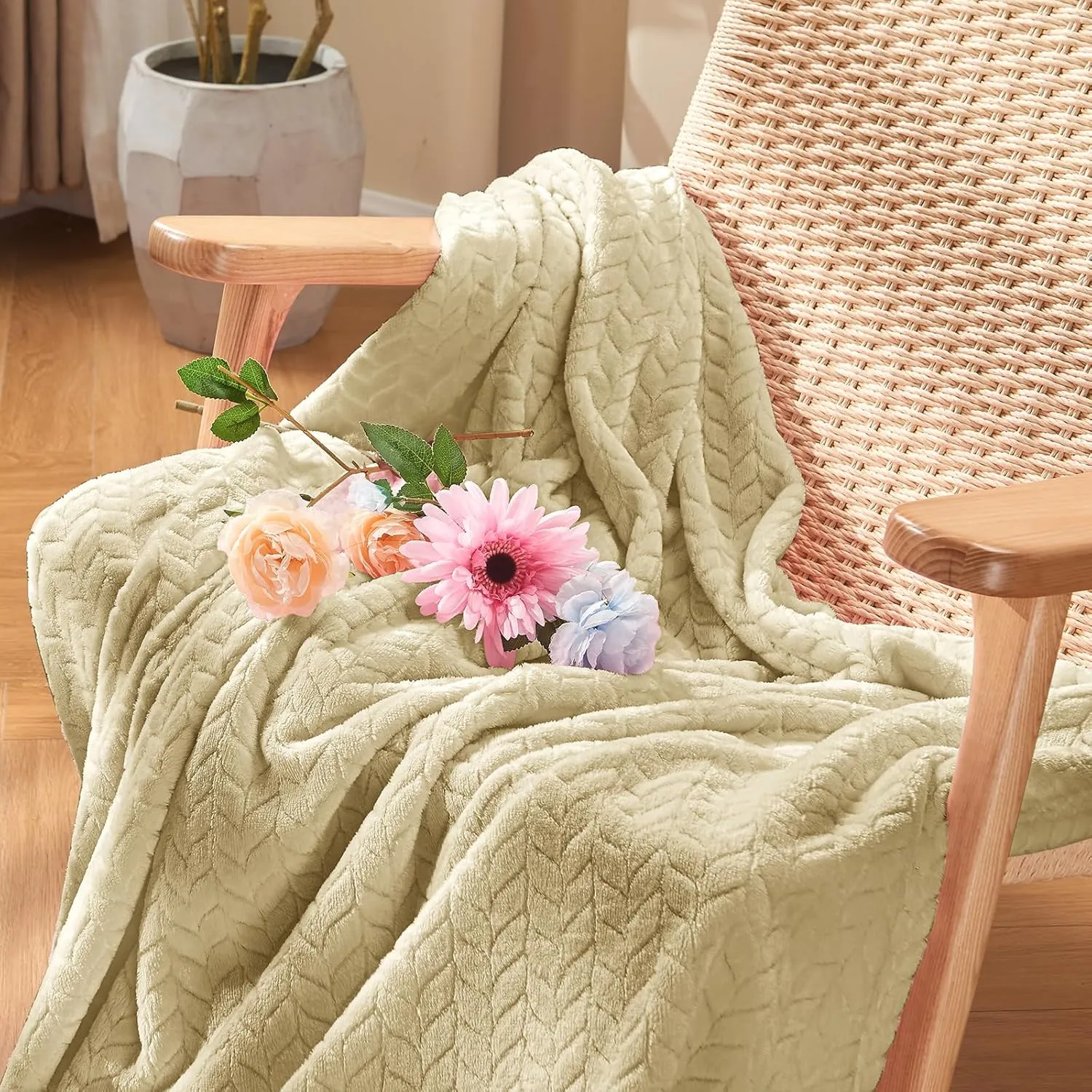 inhand Camel Throw Blanket for Couch, Super Soft Flannel Blanket Throw Size All Season Use, 50 x 60 Inches