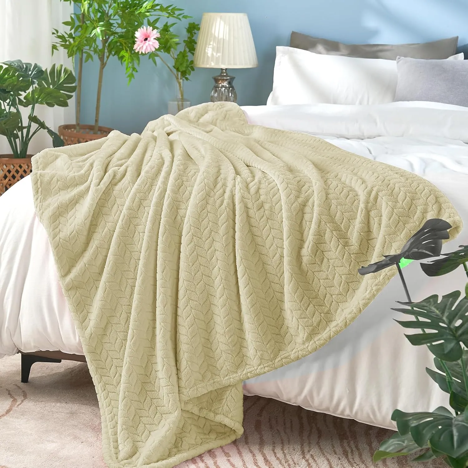 inhand Camel Throw Blanket for Couch, Super Soft Flannel Blanket Throw Size All Season Use, 50 x 60 Inches