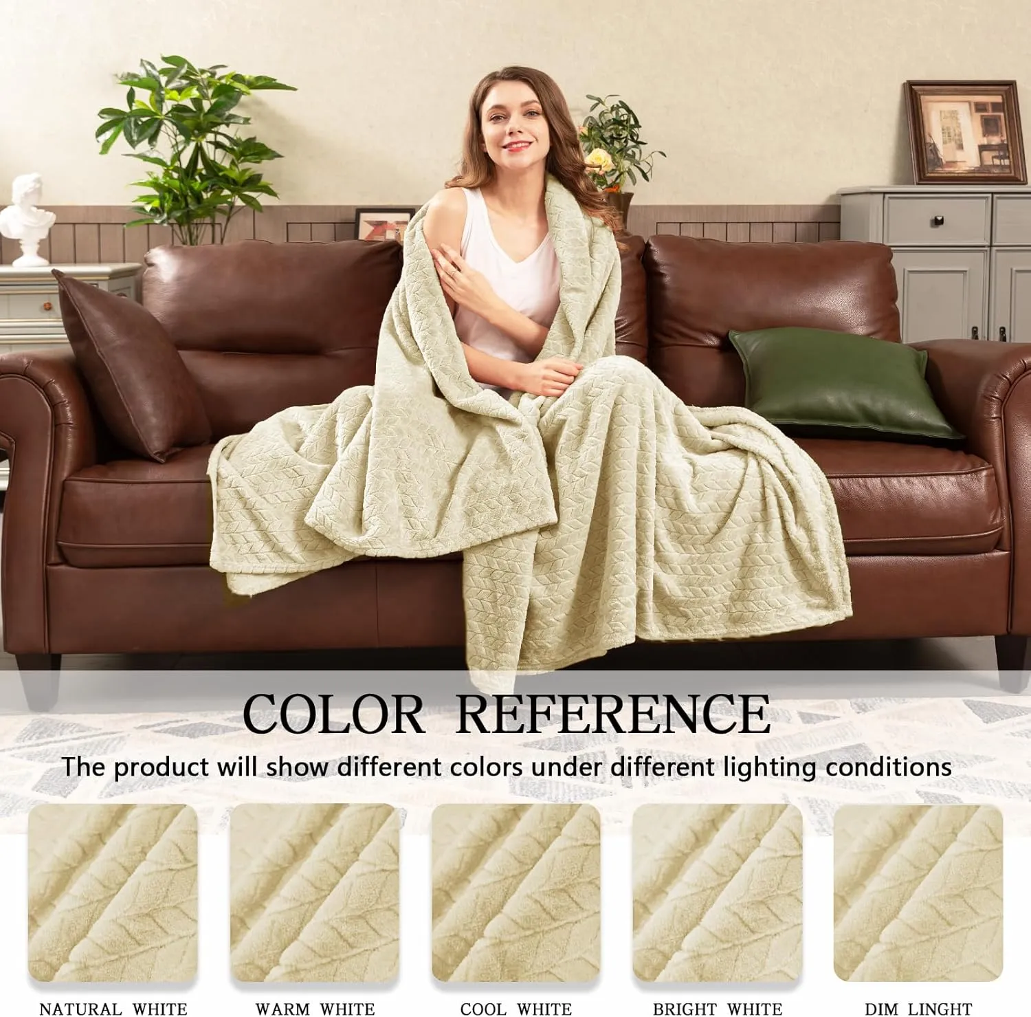 inhand Camel Throw Blanket for Couch, Super Soft Flannel Blanket Throw Size All Season Use, 50 x 60 Inches