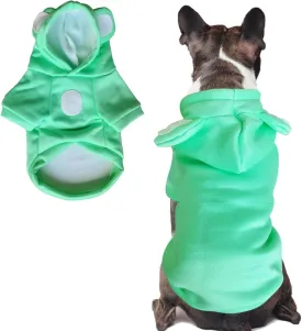 Jecikelon Dog Cold Weather Coat Winter Clothing Warm Puppy Hoodies Sweatshirt for Small Dogs Cats Soft Hooded Pet Clothes Suter para Perros (X-Small, Green)