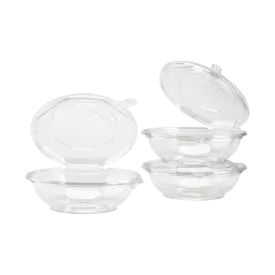 Karat 16 oz PET Plastic Tamper Resistant Hinged Salad Bowl with Dome Lid - 240 sets