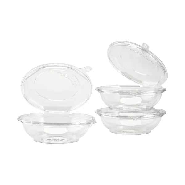 Karat 16 oz PET Plastic Tamper Resistant Hinged Salad Bowl with Dome Lid - 240 sets