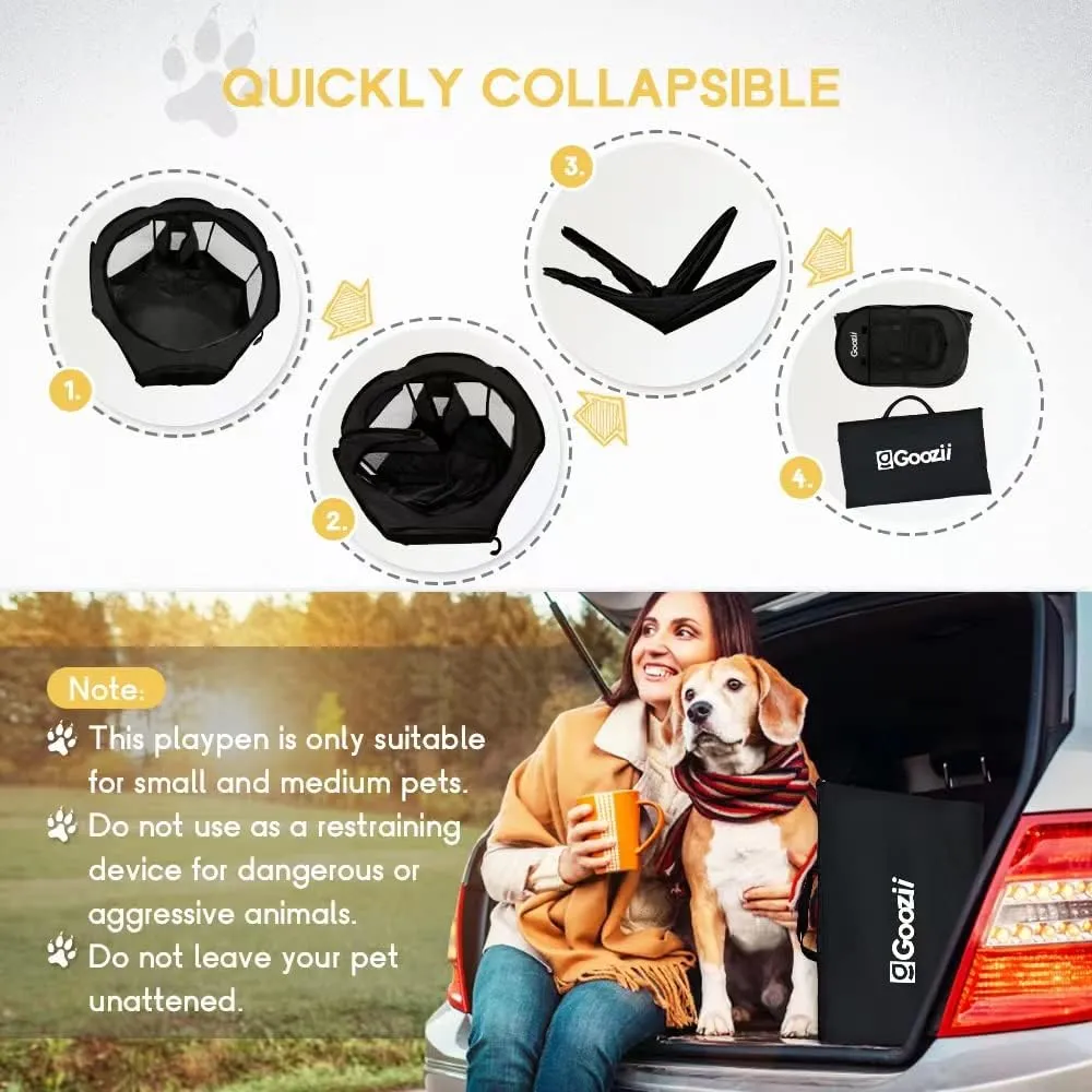 Kitten Cat Playpen for Indoor Cats Enclosed, Portable Foldable Pet Dog Playpen Outdoor Play Tents Crate Cage with Zipper Top Cover Door for Puppy Outside Rv Car Camper (Black, Small Size)