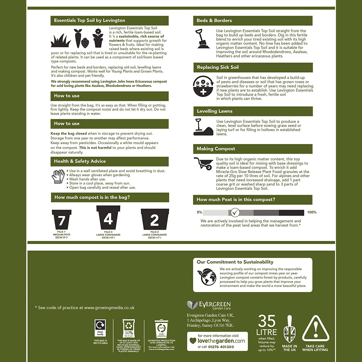 Levington Essential Top Soil 35Ltr