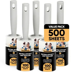 Lint Roller, 500 Sheets Lint Rollers For Pet Hair Extra Sticky, TaidMiao Mega Value Set Lint Rollers With 5 Upgraded Handles, Lint Roller For Clothes/Furniture/Couch/Carpet, Heavy Duty Pet Hair Roller
