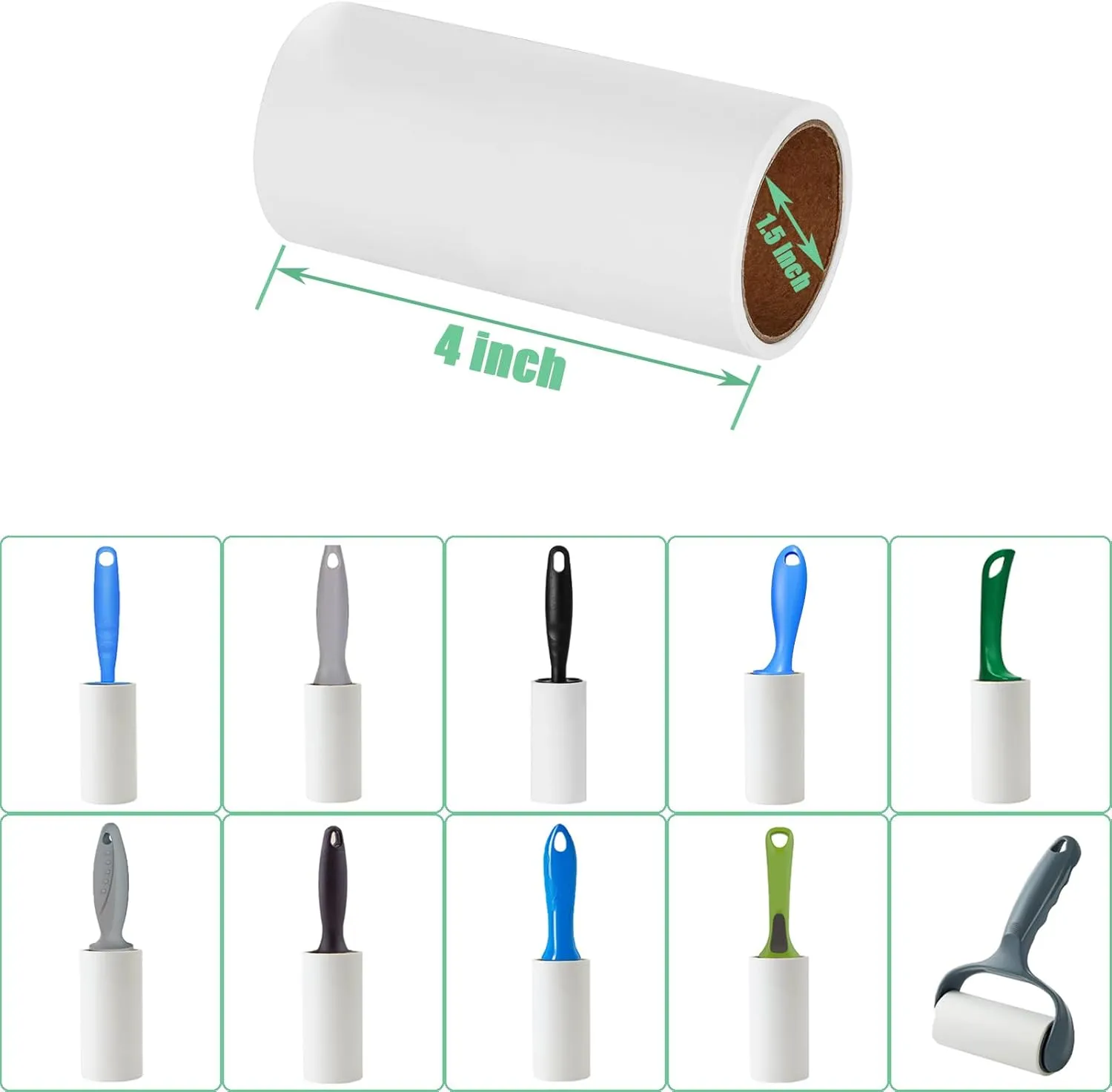 Lint Roller Refills 4 inch Bulk 10 Rolls Total 600 Sheets Extra Sticky Lint Remover Replacement Refills Compatible with Evercare PetLovers Muji IKEA and Others (Inside Dia. 1-1/2 inch)