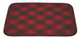 Lumberjack Plaid Pattern Tilted Bath Mat, Microfiber, Foam With Non Skid Backing, 34"x21", GN19890
