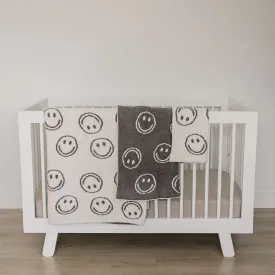 Mebie Baby Plush Blanket - Charcoal Smiley