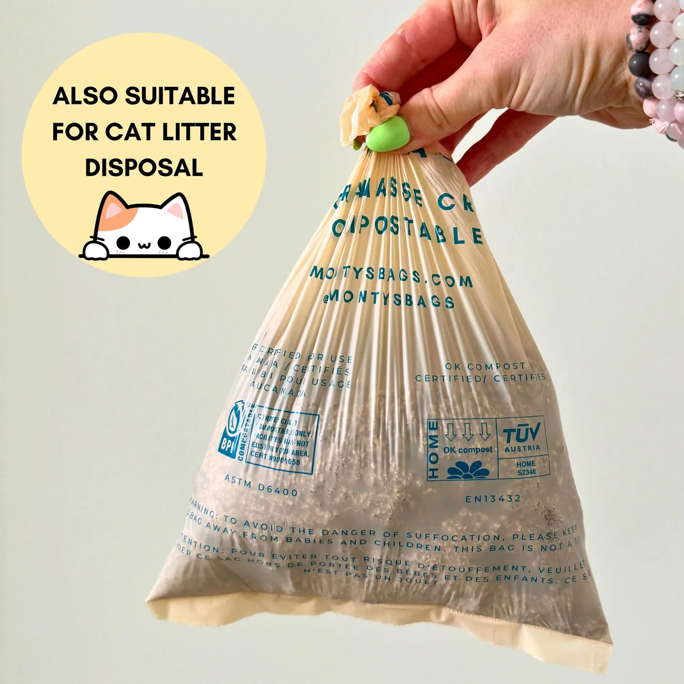 Monty's Bags - Compostable Cornstarch Poop Bags Bulk Single Rolls