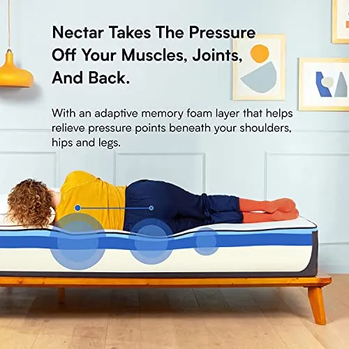Nectar Queen Mattress 12 Inch - Medium Firm Gel Memory Foam - Cooling Comfort Technology - 365-Night Trial - Forever Warranty