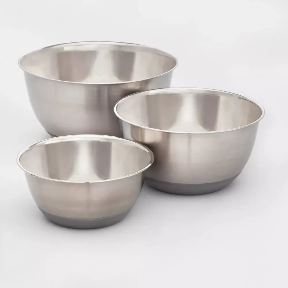 New 3pc Stainless Steel Non-Slip Mixing Bowls, designed to last - Made By Design