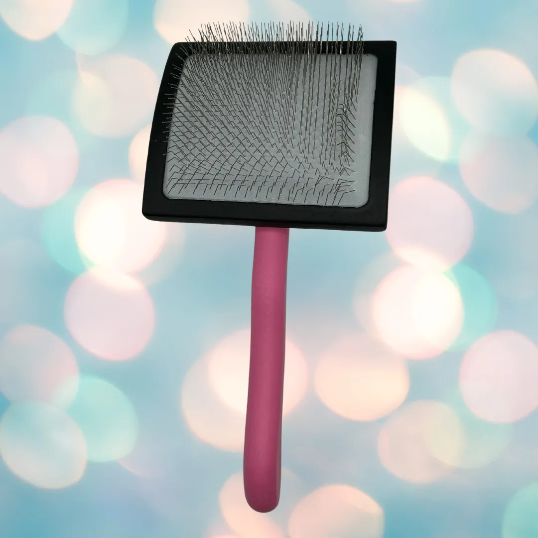 NEW! Pawfection Wooden "Fluffer" Slicker Brush, Black/Pink, Large