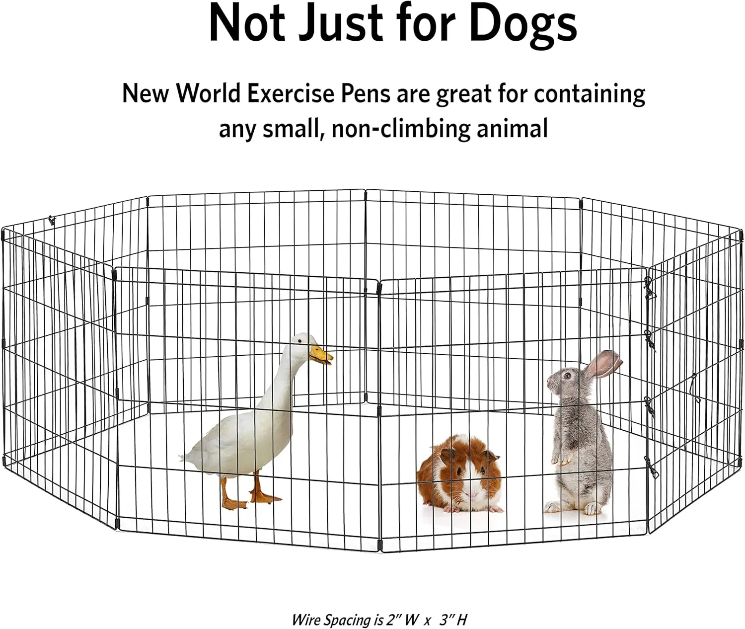 New World Dog Exercise Pen & Playpen, 24" W x 48" H, No Door, Black
