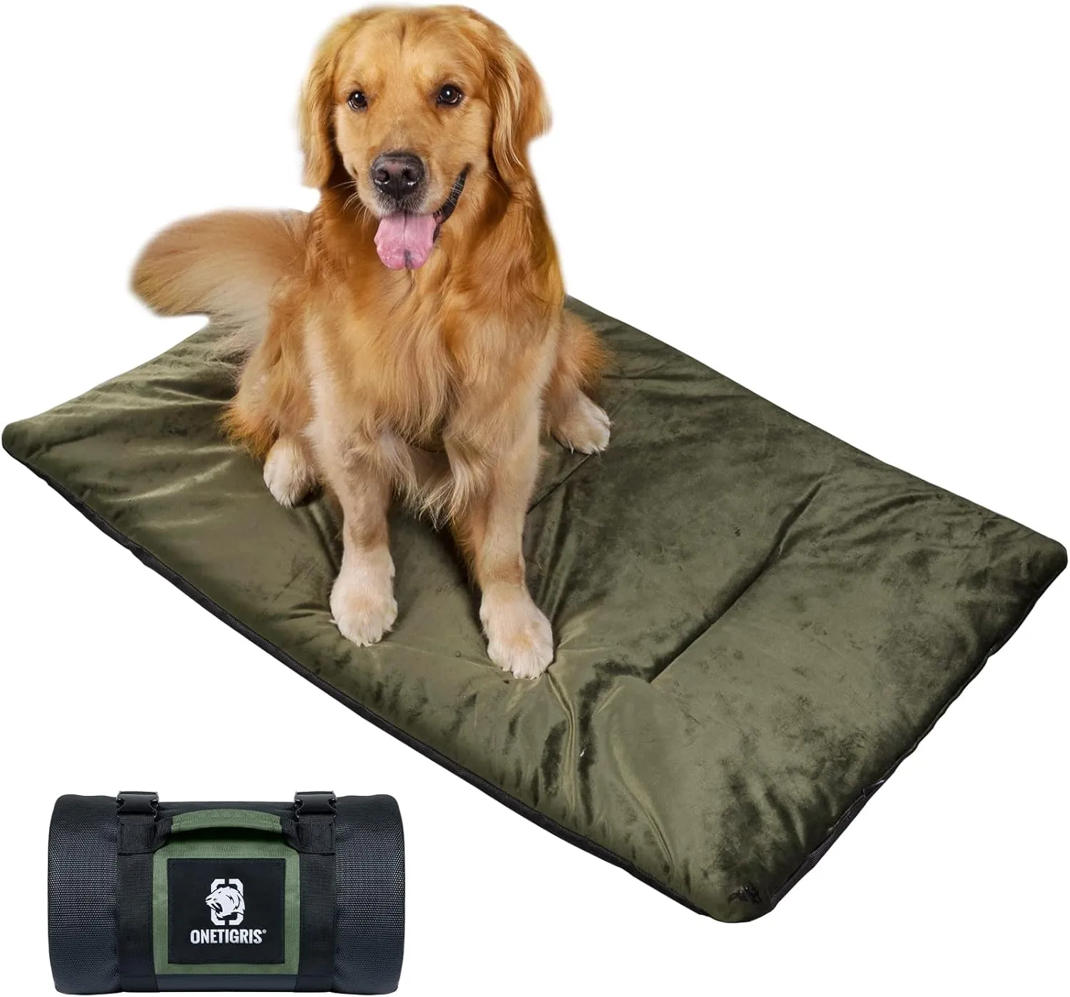 OneTigris Travel Dog Bed - Portable Waterproof Anti-Slip Dog Camping Bed, 3.6ft by 2.2ft Outdoor Indoor Mat Cushioned Plush Warm Puppy Mattresses