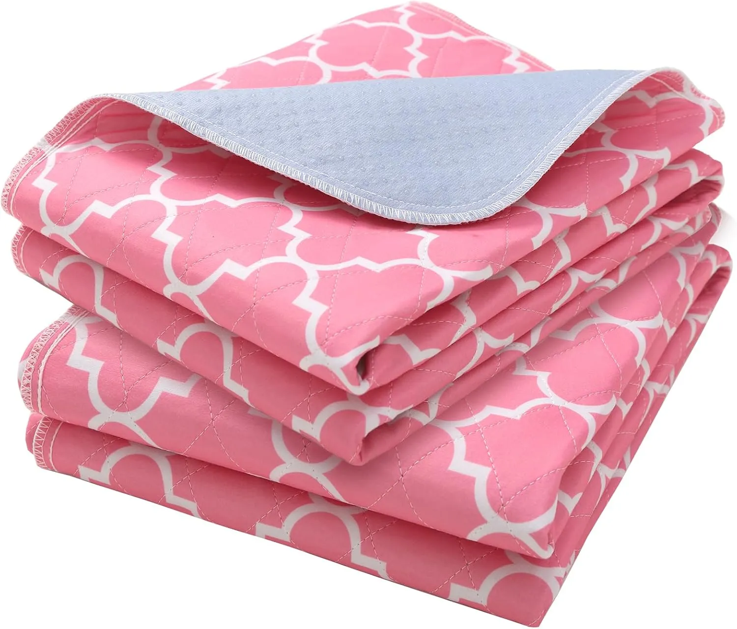 OUTCREATOR Washable Bed Pads 34" x 56" (Pack of 2), Incontinence Mattress Protector, Anti-Slip Waterproof Underpads for Adults Kids Elderly Pets, Absorbency & Reusable Bedwetting Pads (Pink)