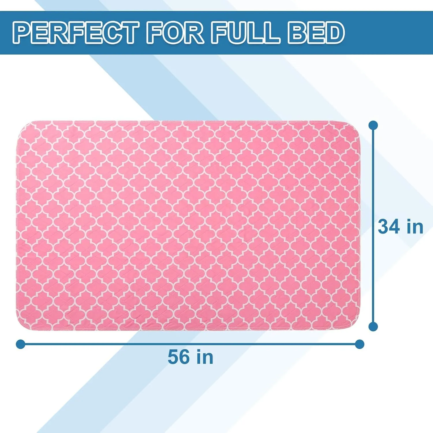OUTCREATOR Washable Bed Pads 34" x 56" (Pack of 2), Incontinence Mattress Protector, Anti-Slip Waterproof Underpads for Adults Kids Elderly Pets, Absorbency & Reusable Bedwetting Pads (Pink)