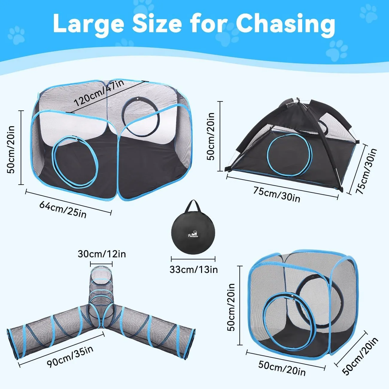 Outdoor Cat Enclosures for Cats Indoor, Patio Portable Mesh Cat Tent, Tunnel, Playhouse with Free Carry Bag & Metal Rod for Multiple Cats and Small Animals, Includes Cat Playpen 2 Cat Tent Cat Tunnel