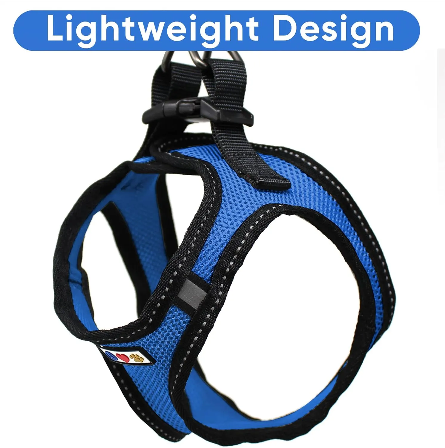 Pawtitas Dog Vest Harness Made with Breathable Air Mesh | All Weather Vest Harness for Medium Puppies and Extra Large Cats with Quick-Release Buckle - Medium Blue Mesh Dog Harness