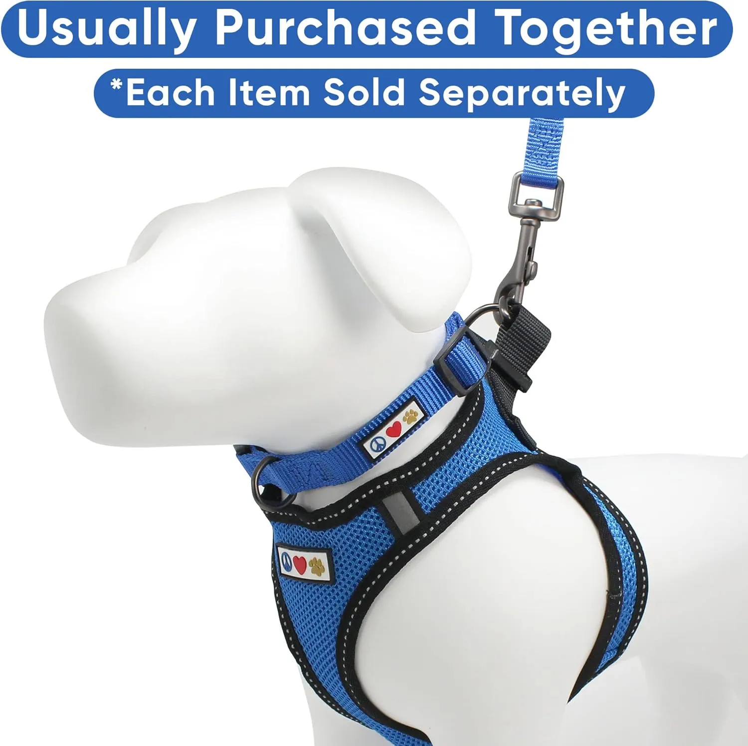 Pawtitas Dog Vest Harness Made with Breathable Air Mesh | All Weather Vest Harness for Medium Puppies and Extra Large Cats with Quick-Release Buckle - Medium Blue Mesh Dog Harness