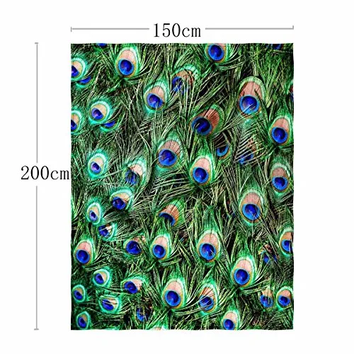 Peacock Feather Print Throw Blanket 58" x 80" (4)