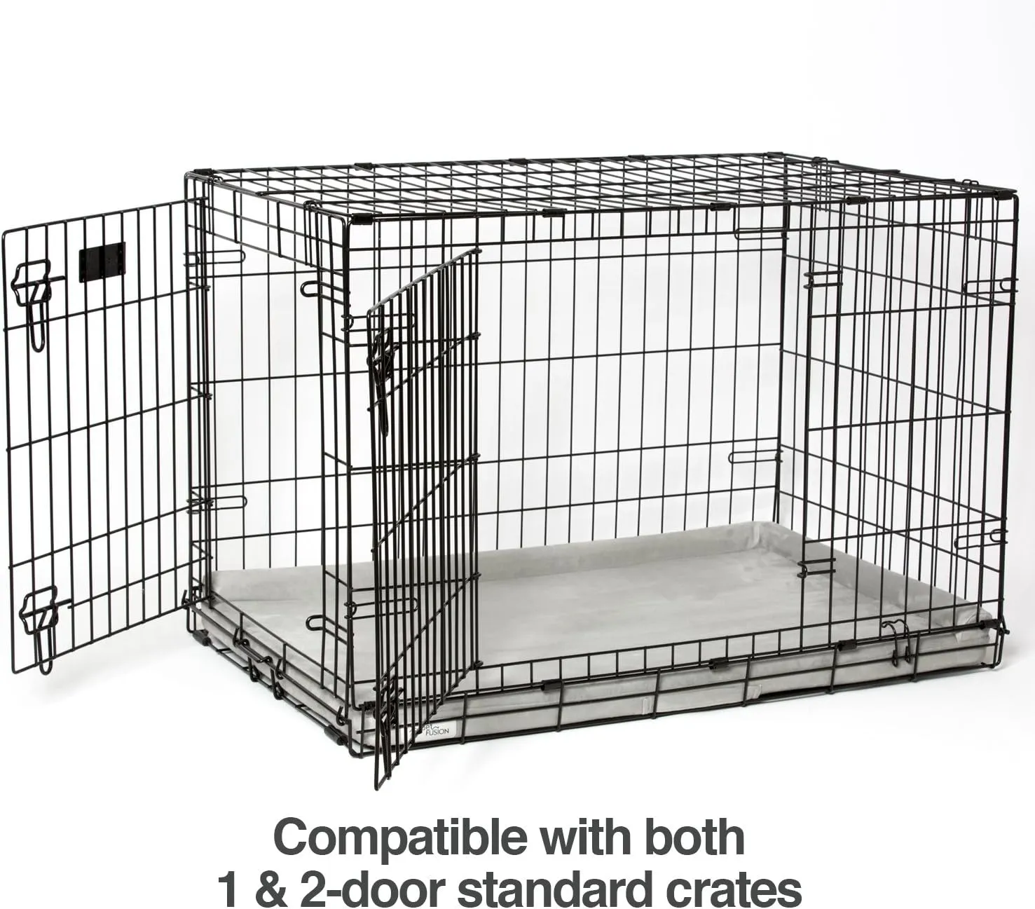PetFusion PuppyChoice Dog Crate Bed | Durable Microsuede Cover, Solid Foam, Waterproof Liner | Removable Washable Crate Pad Cover. Replacements Covers & Blankets Also Avail | 1 Year Warr. Grey