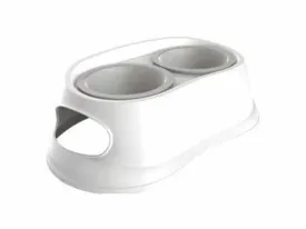 PLASTIC BOWL WHITE STAND & GREY BOWL