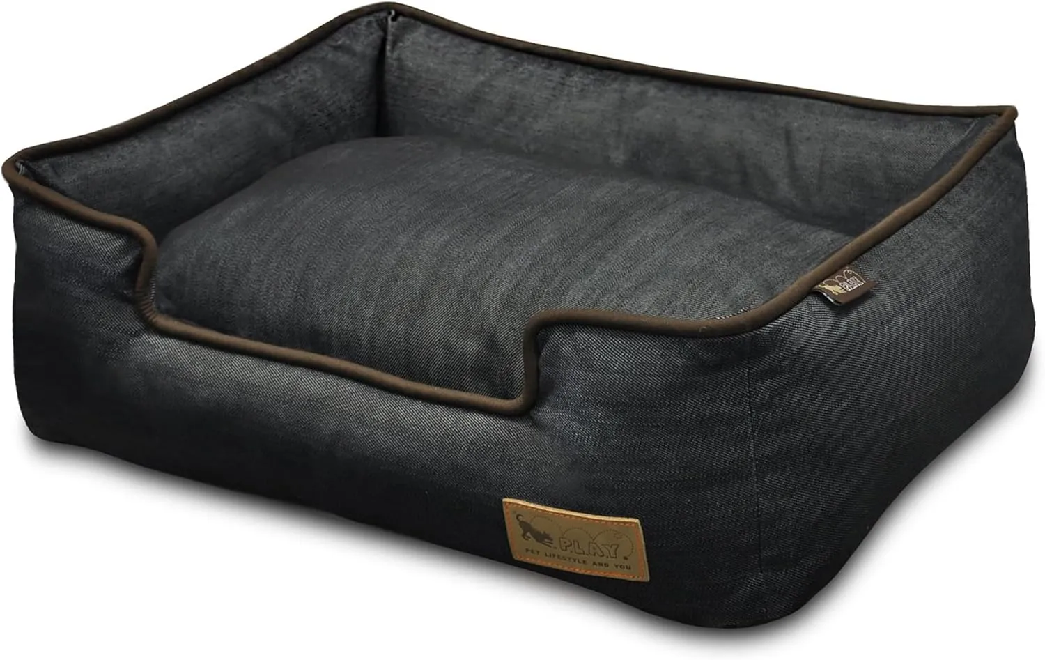 P.L.A.Y. Pet Lifestyle and You Denim Brown Lounge Bed for Dogs, Medium