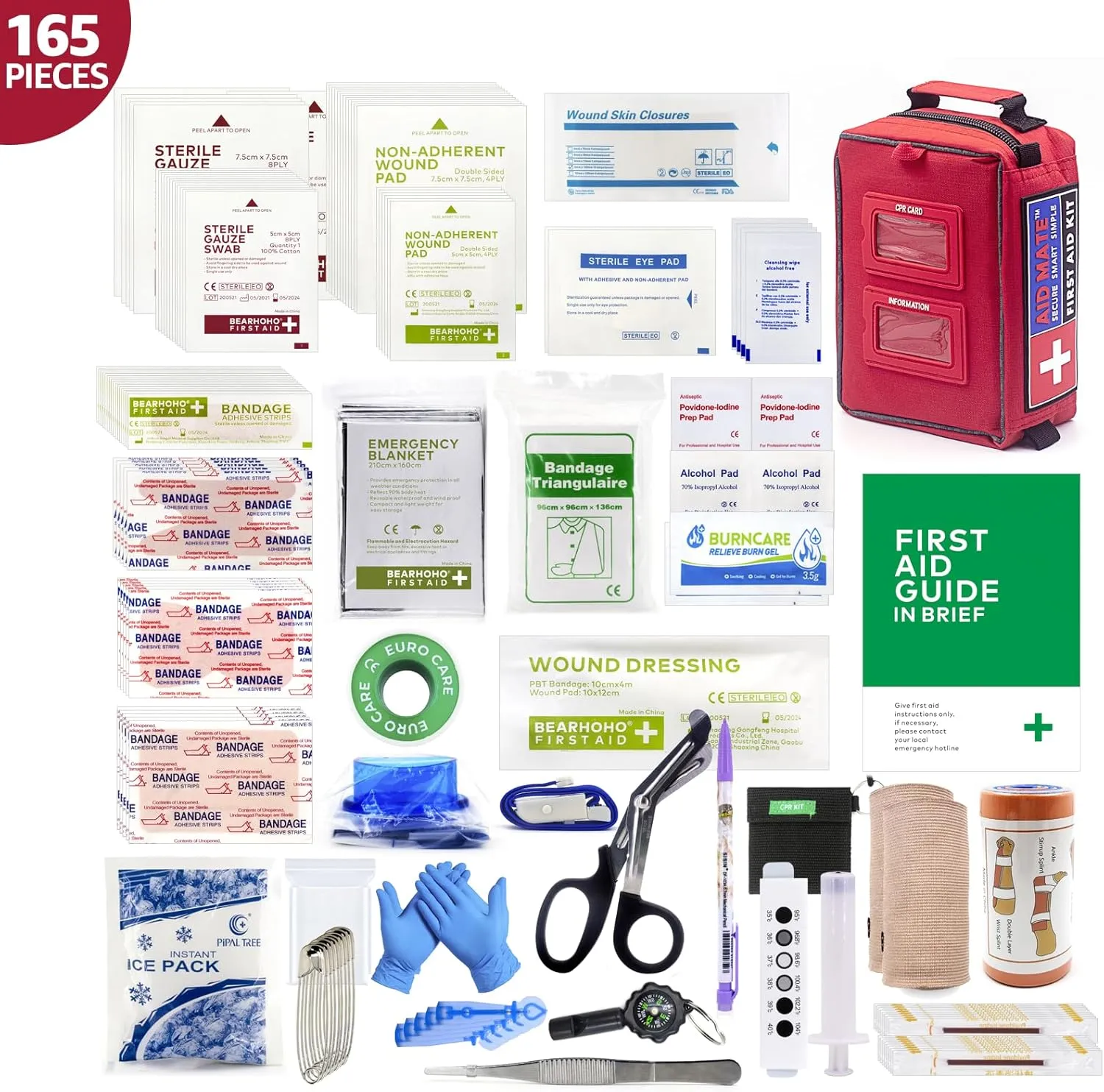 Pro First Aid Kit with Molle System Portable Emergency Survival Kits Trauma Medical Kit for Home, Office, Car, Outdoor, Hiking, Travel, Camping