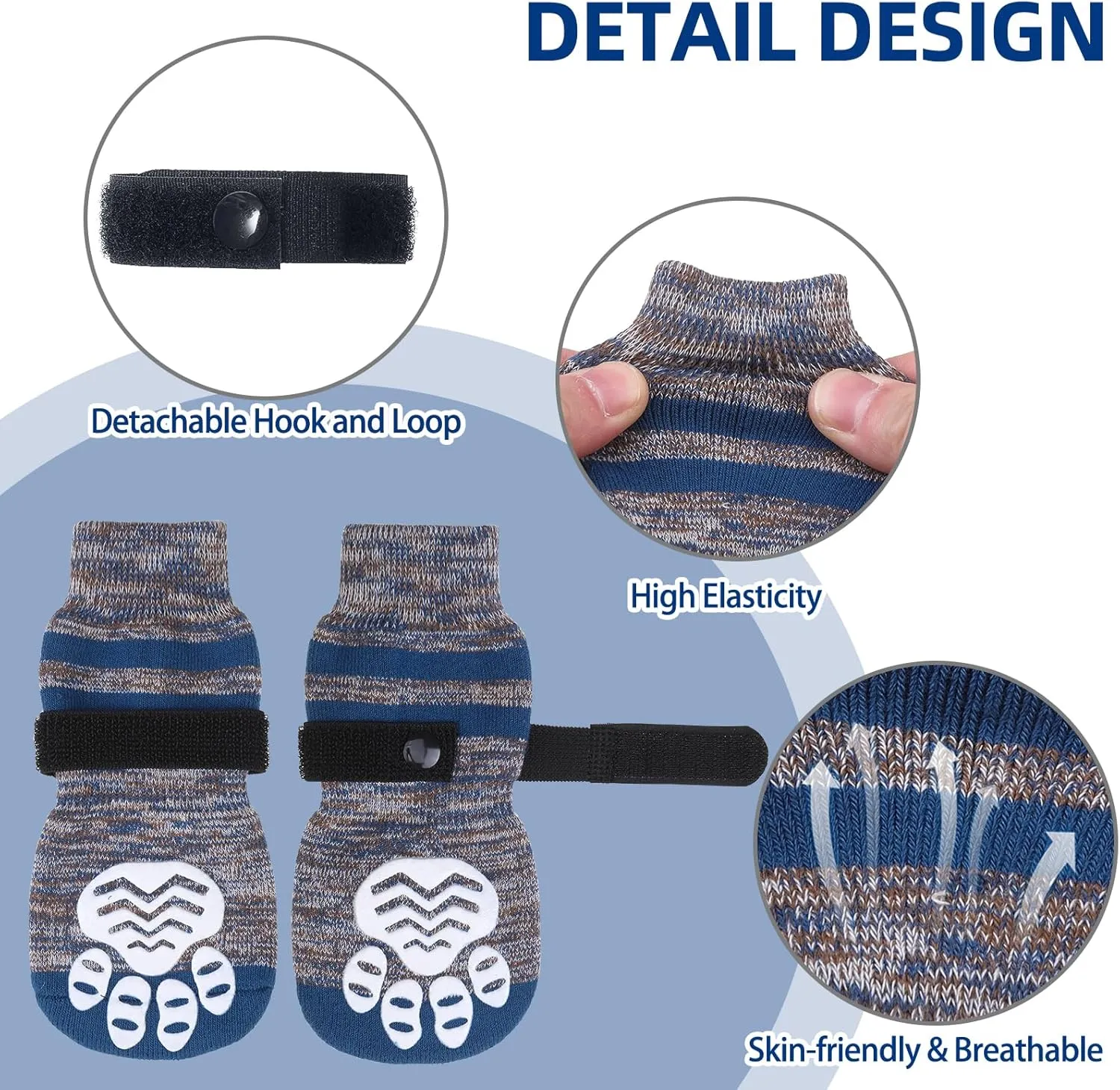 PUPTECK Anti-Slip Dog Socks with Double Sides Grips Booties for Medium Large Dogs Hardwood Floors Prevents Licking, Dog Shoes for Cold & Hot Pavement Traction Paw Protector for Senior Dogs
