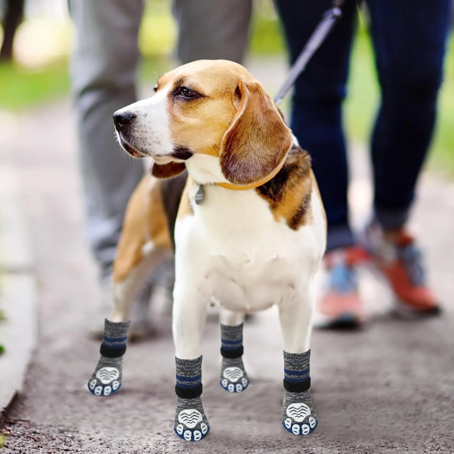 PUPTECK Anti-Slip Dog Socks with Double Sides Grips Booties for Medium Large Dogs Hardwood Floors Prevents Licking, Dog Shoes for Cold & Hot Pavement Traction Paw Protector for Senior Dogs