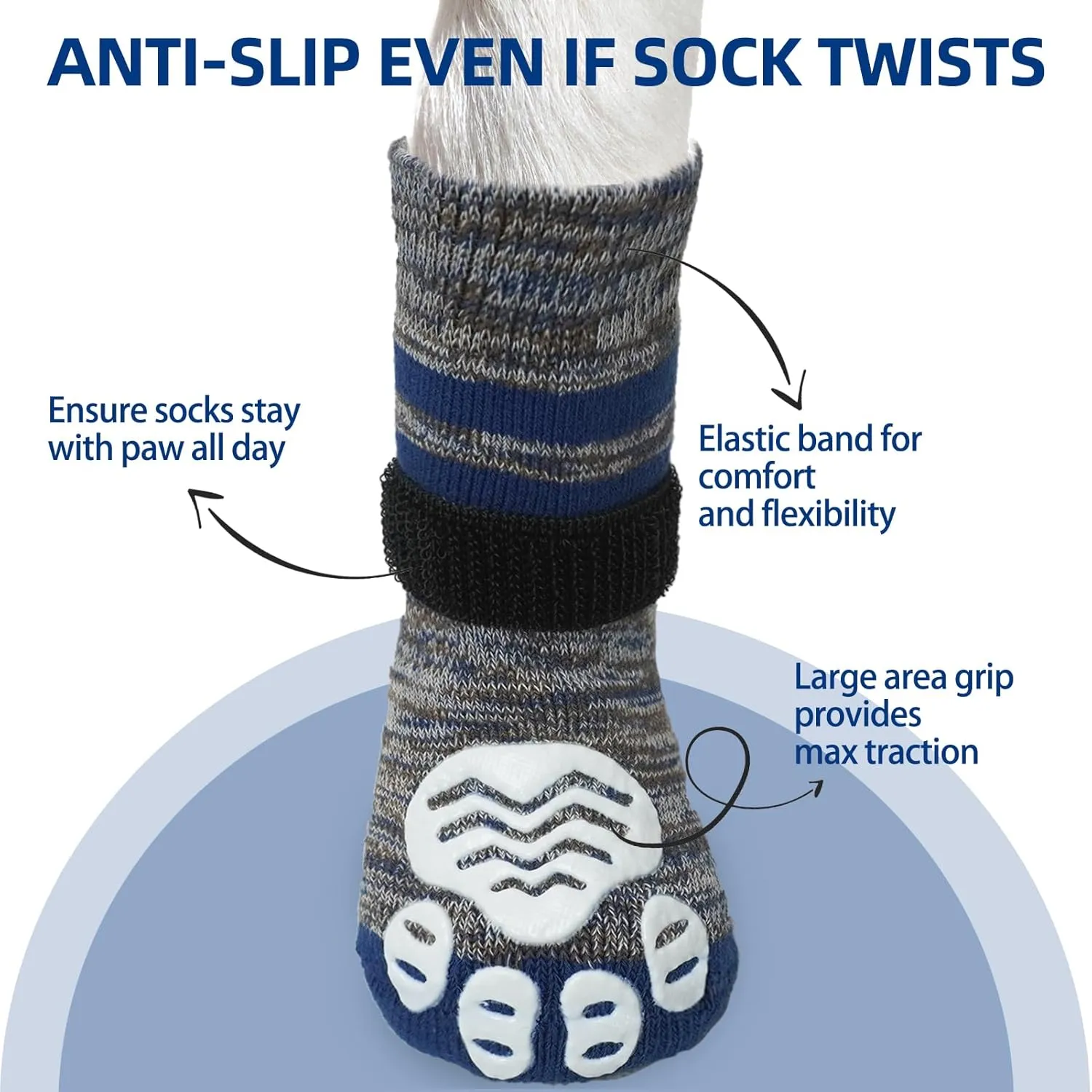 PUPTECK Anti-Slip Dog Socks with Double Sides Grips Booties for Medium Large Dogs Hardwood Floors Prevents Licking, Dog Shoes for Cold & Hot Pavement Traction Paw Protector for Senior Dogs