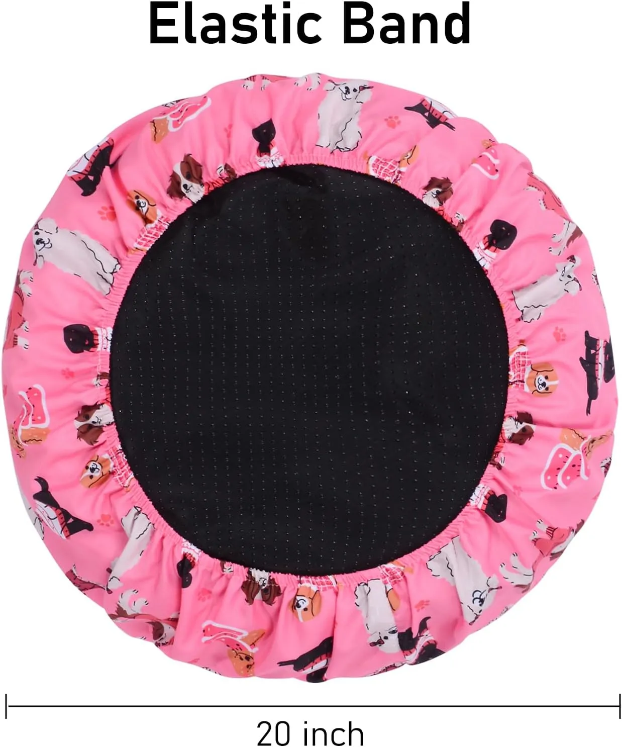 Round Replacement Dog Bed Covers Elastic Edged Washable Pet Bed Protector with Pink Dog Pattern Design for Small & Medium Pet Beds, Cover Only (Pink, 20 x 9.8 Inch)