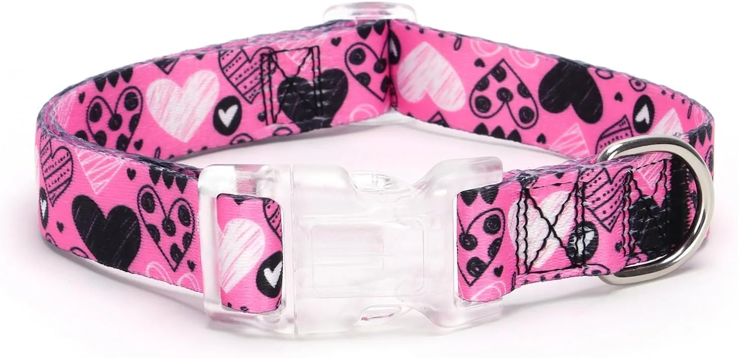 Serijoars Floral Print Puppy Dog Collar for Small Medium Large Dogs Collars with Quick Release Buckle for Girls Female Dog (NO3, S)