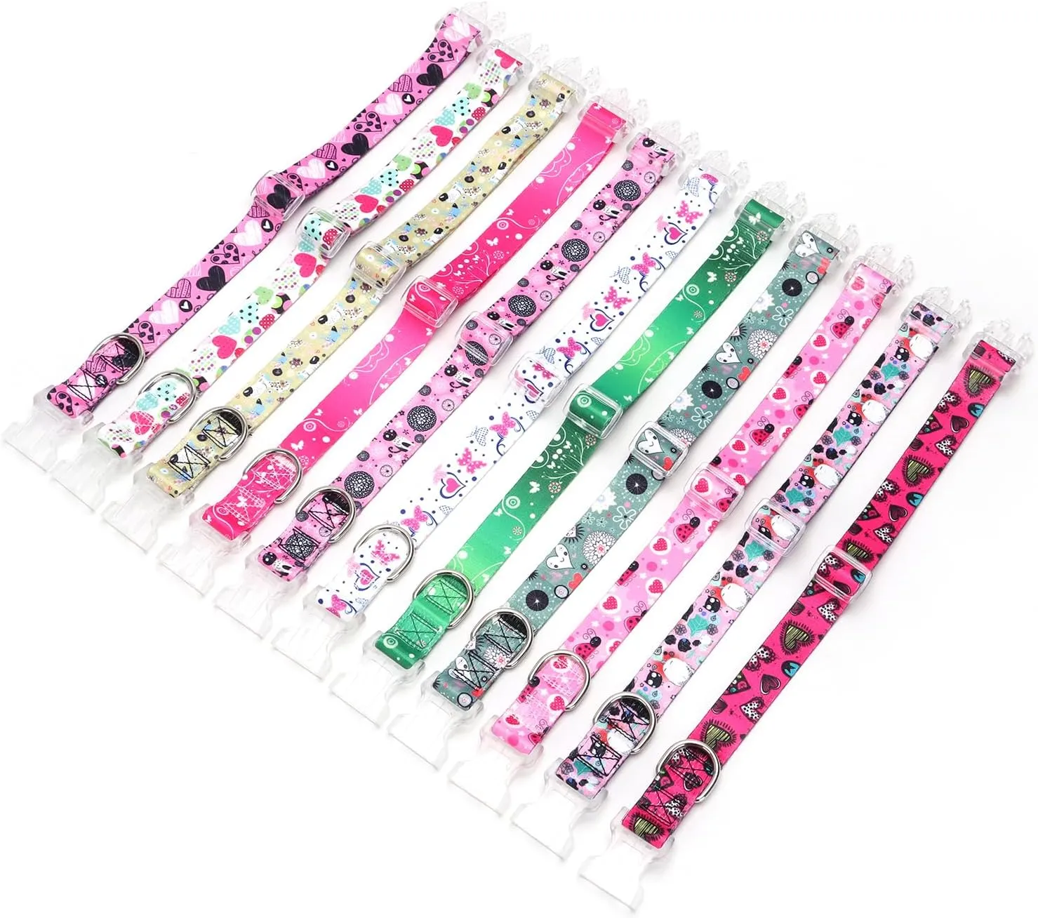 Serijoars Floral Print Puppy Dog Collar for Small Medium Large Dogs Collars with Quick Release Buckle for Girls Female Dog (NO3, S)