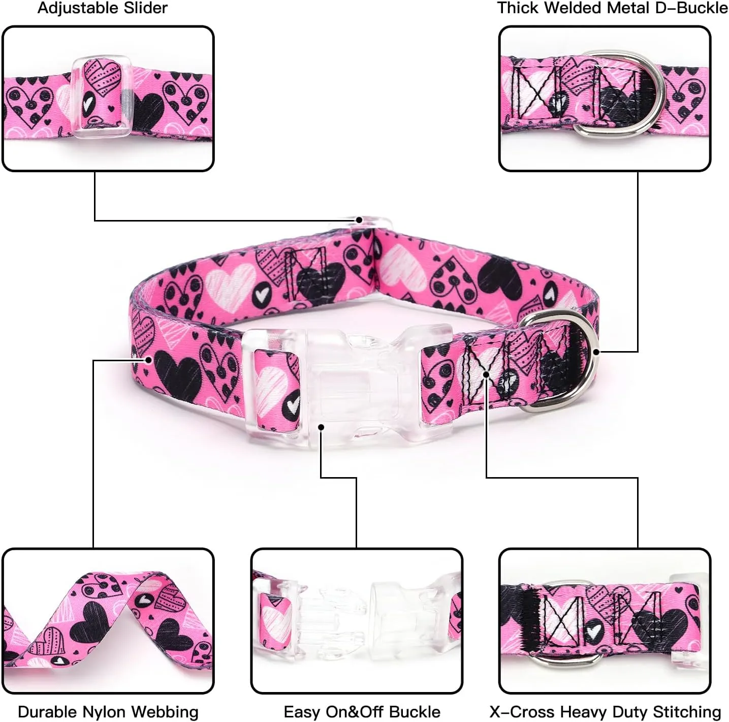 Serijoars Floral Print Puppy Dog Collar for Small Medium Large Dogs Collars with Quick Release Buckle for Girls Female Dog (NO3, S)