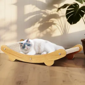 Sisal Cat Scratcher Bed Shaped U, for Indoor Cats, Hammock for Scratching Pad, Large Cat Lounge, Wooden Furniture Protector