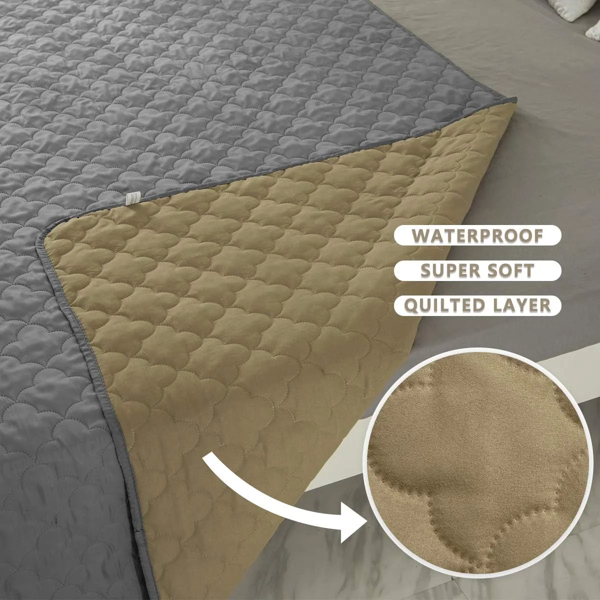 SPXTEX Dog Bed Cover Washable Pee Pads Dog Blankets for Puppy Large Dog Cat,Sofa Reversible Changing Pad Reusable 1 Piece68"x82",Beige Grey