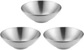 Stainless Steel Bowl Set Double-layer Insulated Bowls for Cereal Soup Ice Cream Rice Noodles Salad Snacks Pack of 3